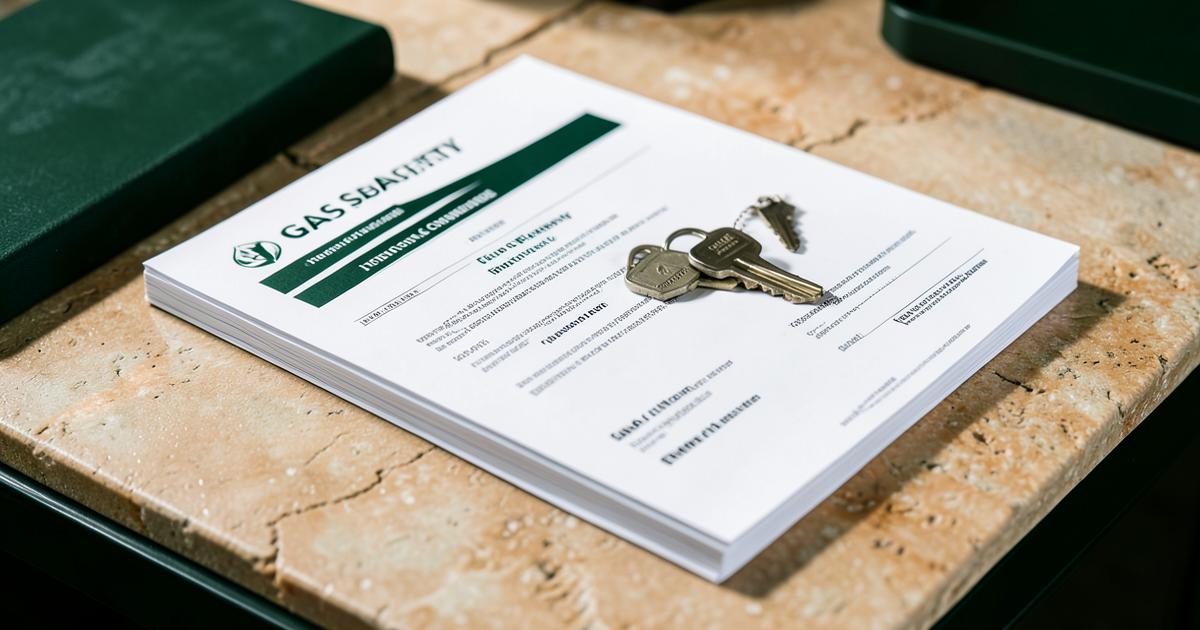 A property compliance folder and certificates with house keys